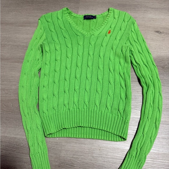 Polo by Ralph Lauren Women's Bright Green V-Neck Sweater - Picture 1 of 4